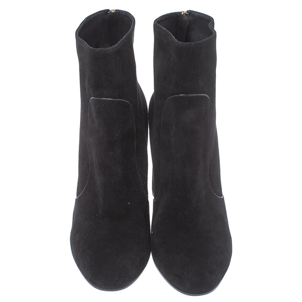 Women's Louis Vuitton Black Suede Podium Ankle Boots Size 41