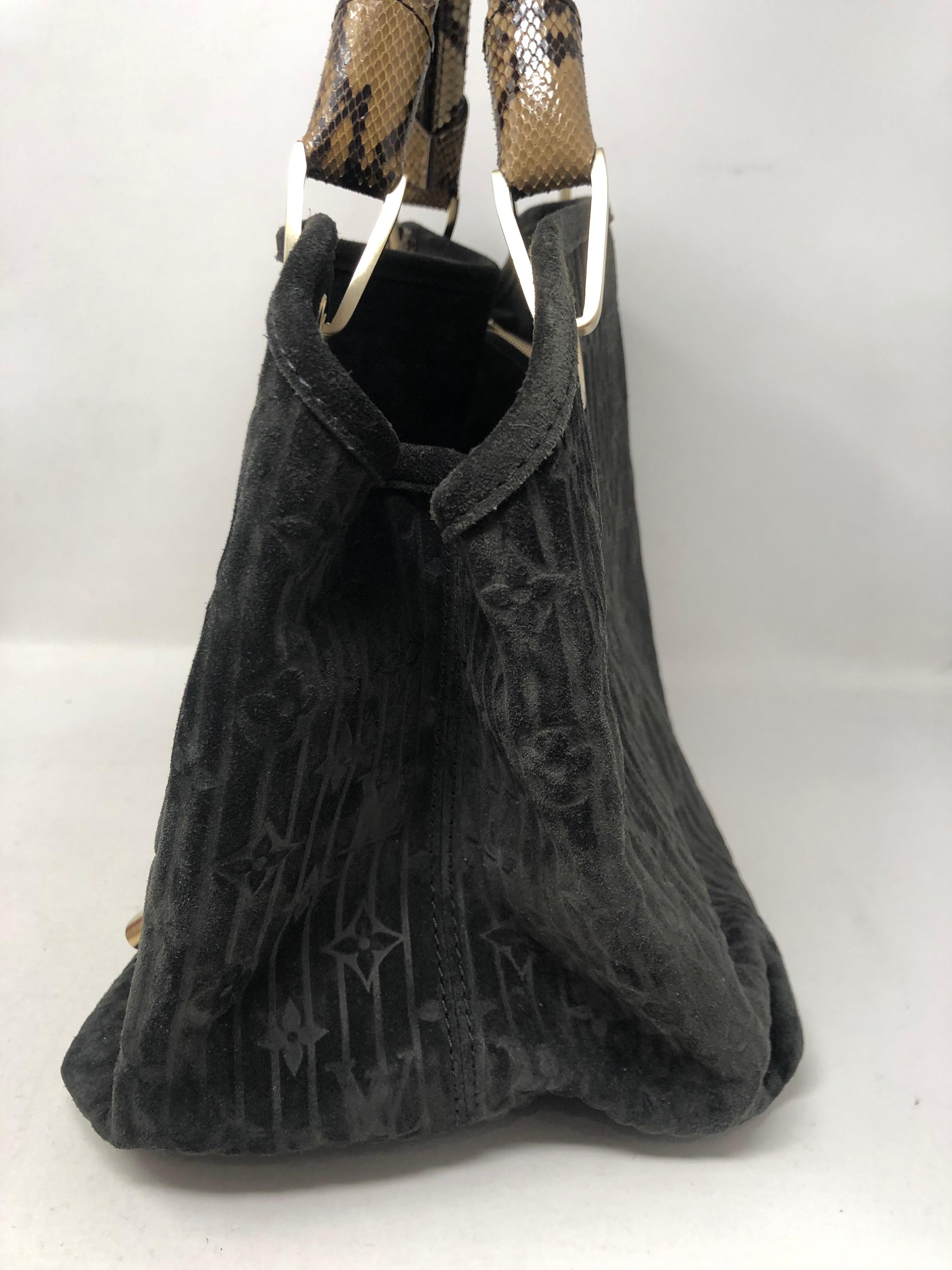 Louis Vuitton Black Suede Python Handles Bag  2