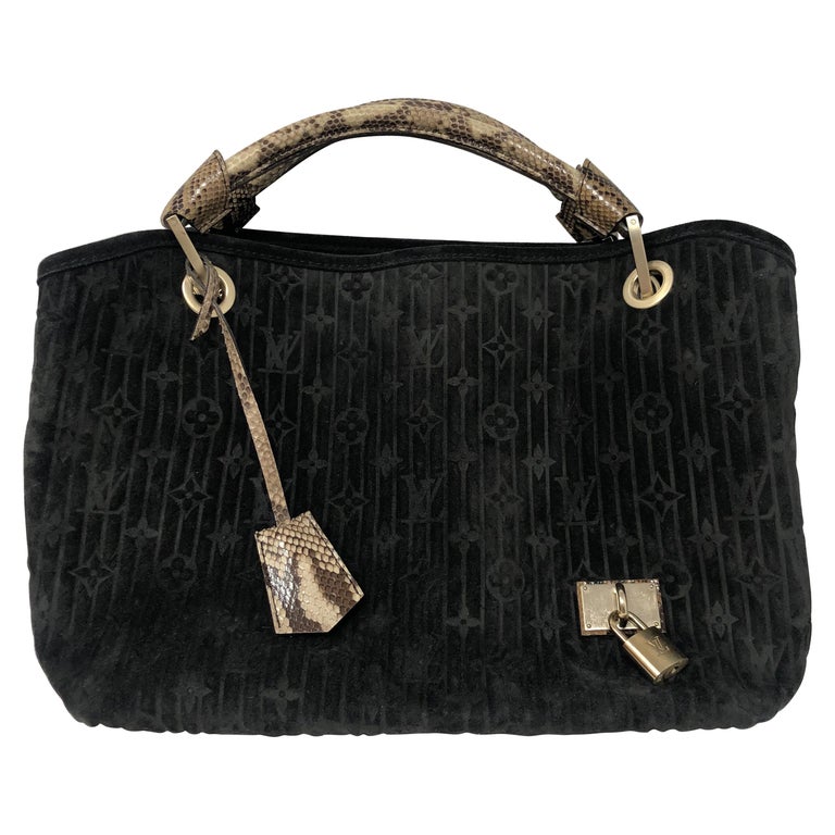 Louis Vuitton Black Suede Python Handles Bag at 1stDibs