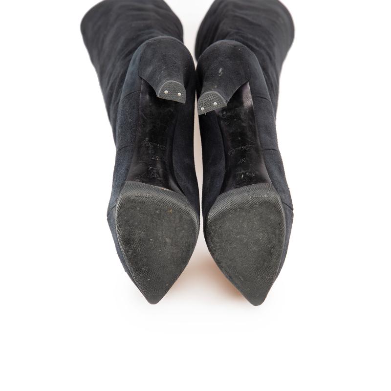 Women's Louis Vuitton Black Suede Spiral Knee High Boots Size IT 37