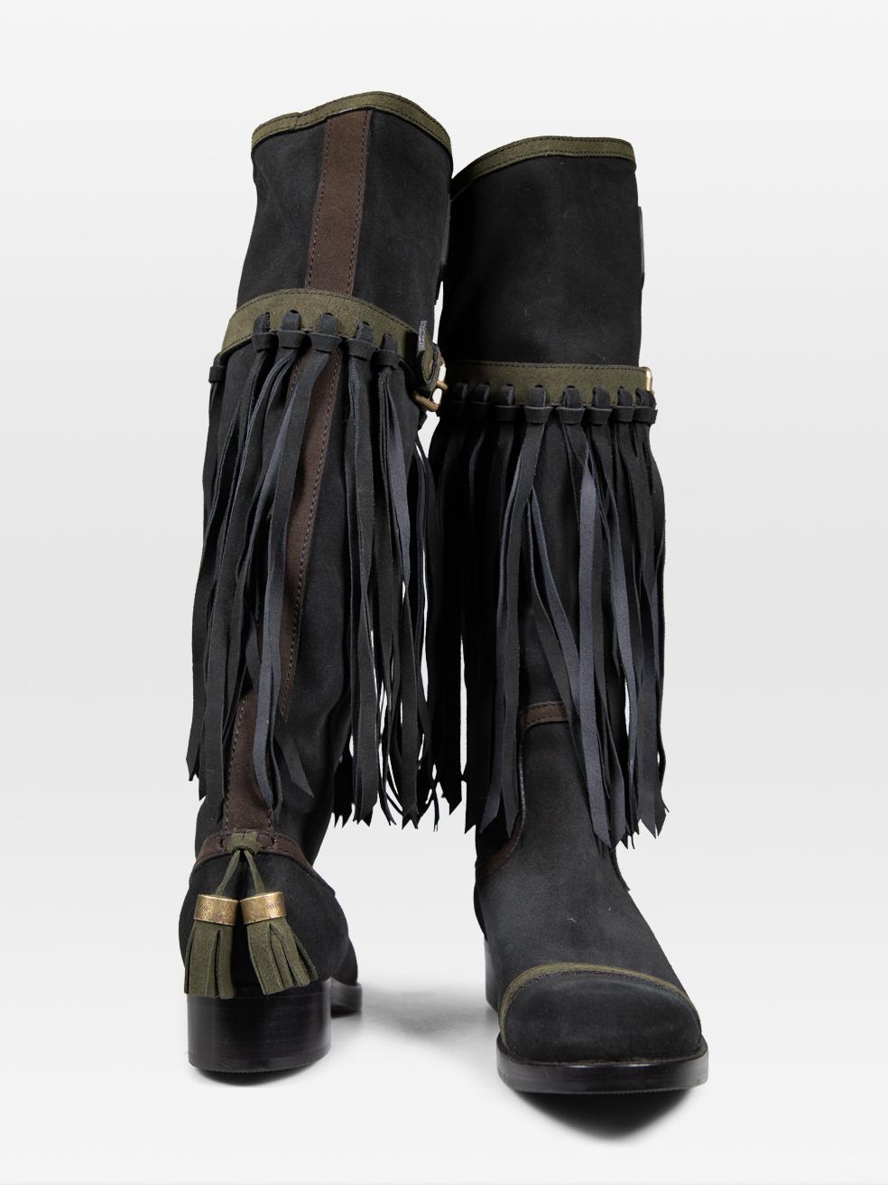 Louis Vuitton Botas de ante negro con detalle de borla Talla IT 39.5 Negro en venta