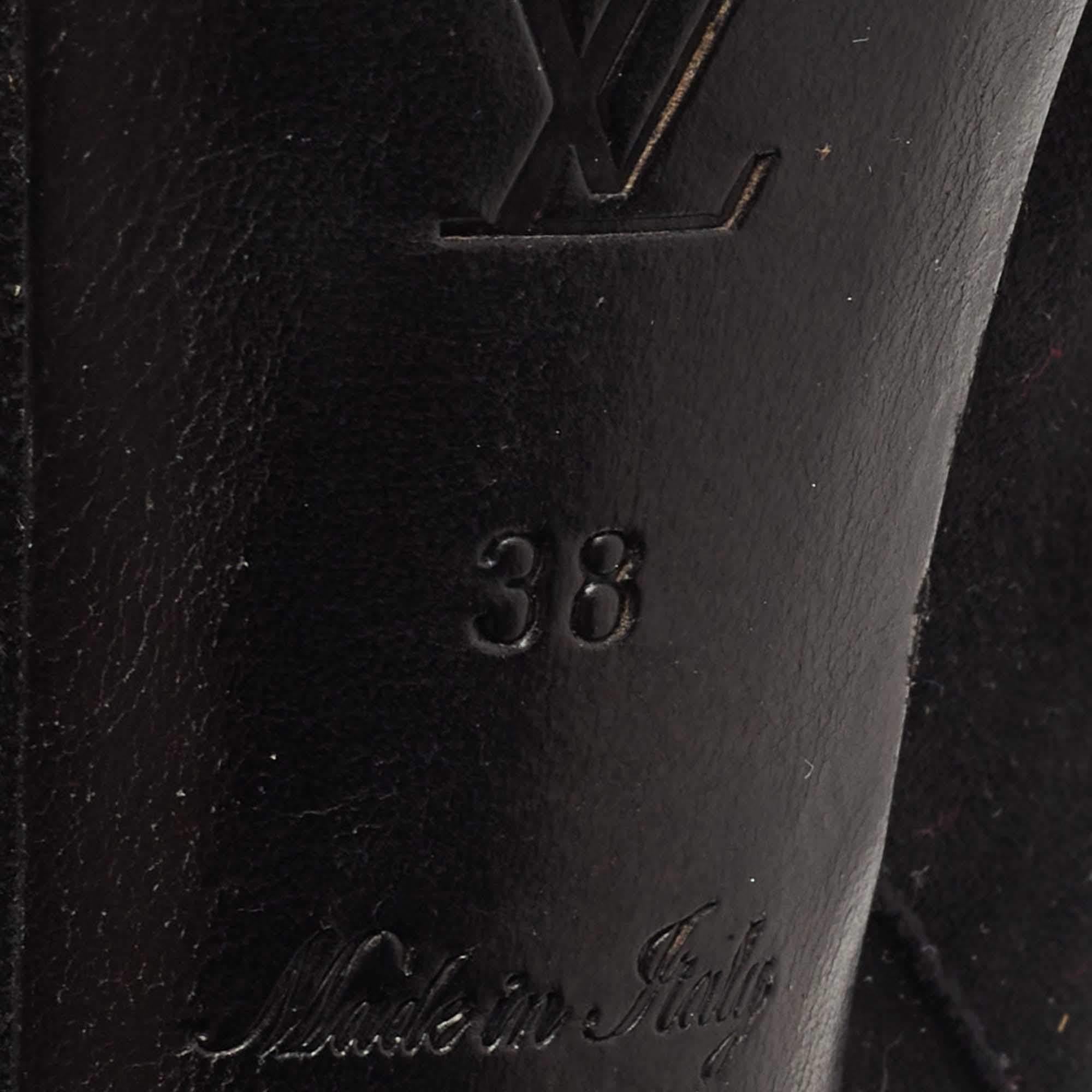 Louis Vuitton Black Suede Tassel Peep Toe Ankle Booties Size 38 5