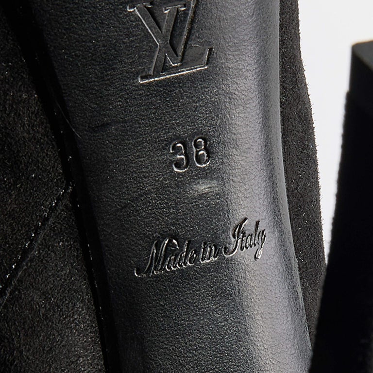 Louis Vuitton Black Suede Tassel Peep Toe Platform Booties Size 38 Louis  Vuitton