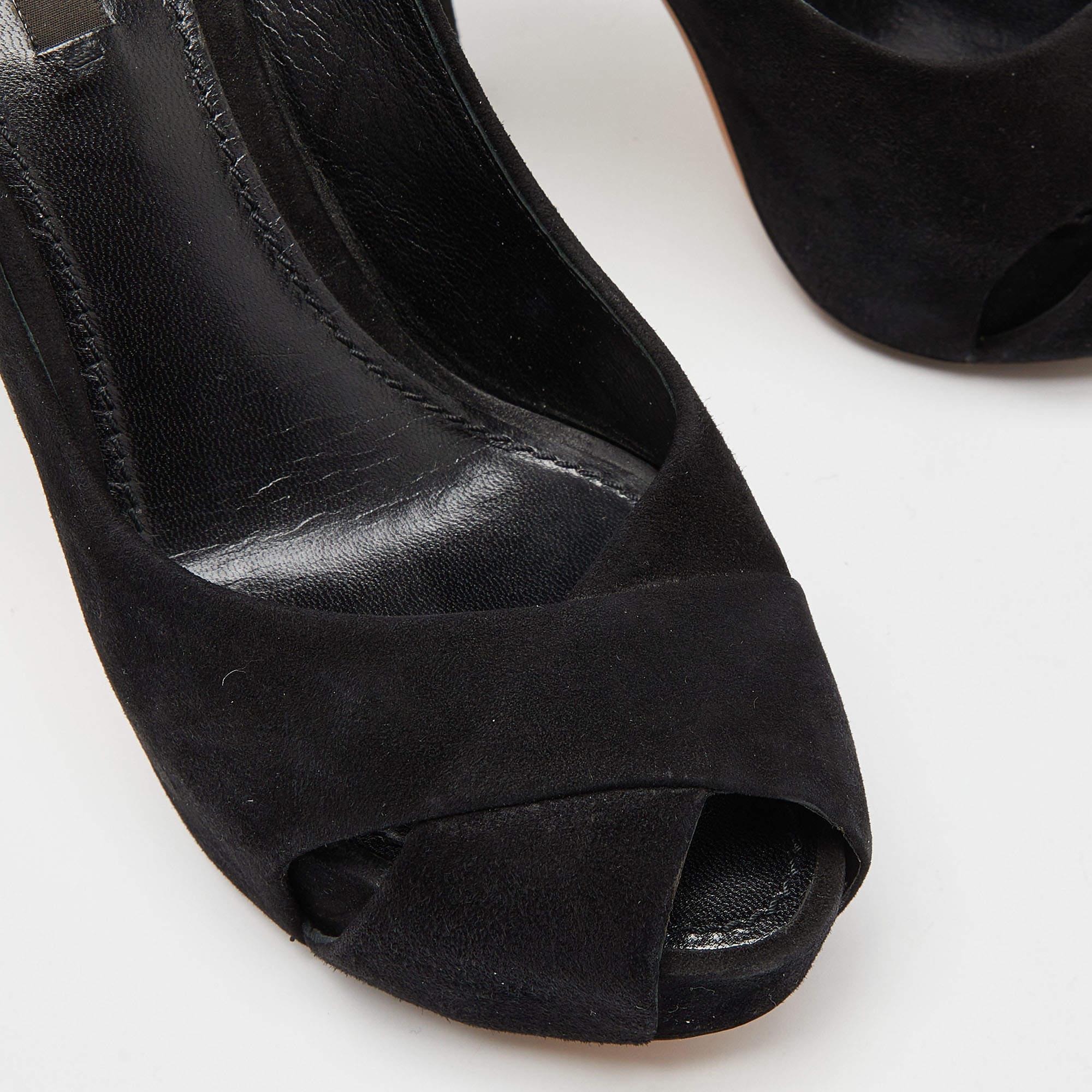 Louis Vuitton Black Suede Tonka Slingback Sandals Size 36.5 For Sale 2
