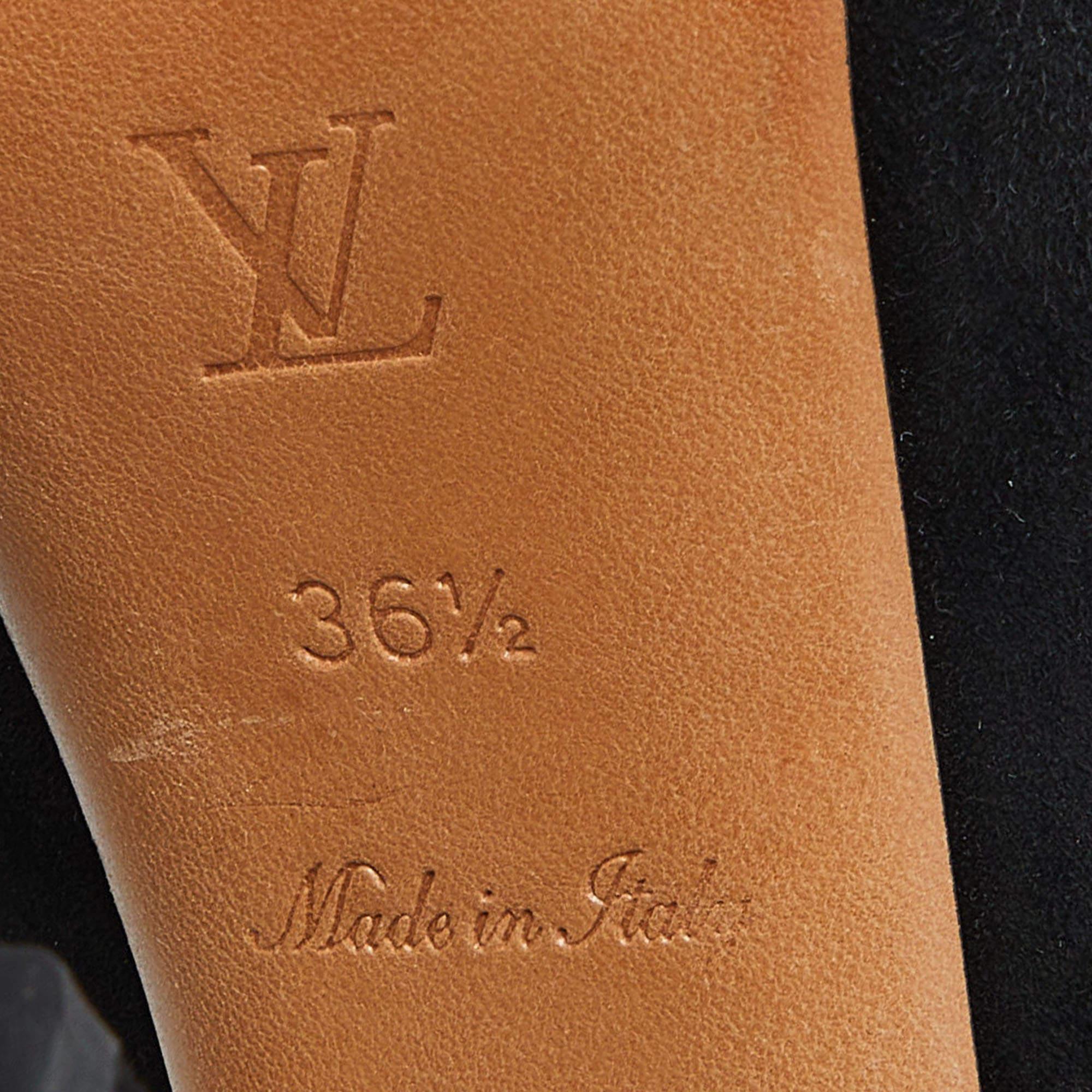 Louis Vuitton Black Suede Tonka Slingback Sandals Size 36.5 For Sale 4