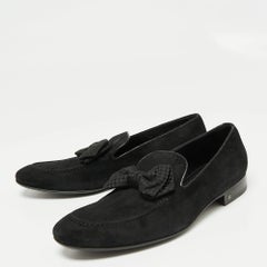 Louis Vuitton Black Suede Tuxedo Bow Smoking Slippers Size 43.5