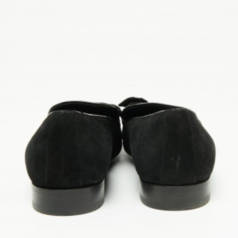 Louis Vuitton Black Suede Tuxedo Bow Smoking Slippers Size 43.5 In Good Condition For Sale In Dubai, Al Qouz 2