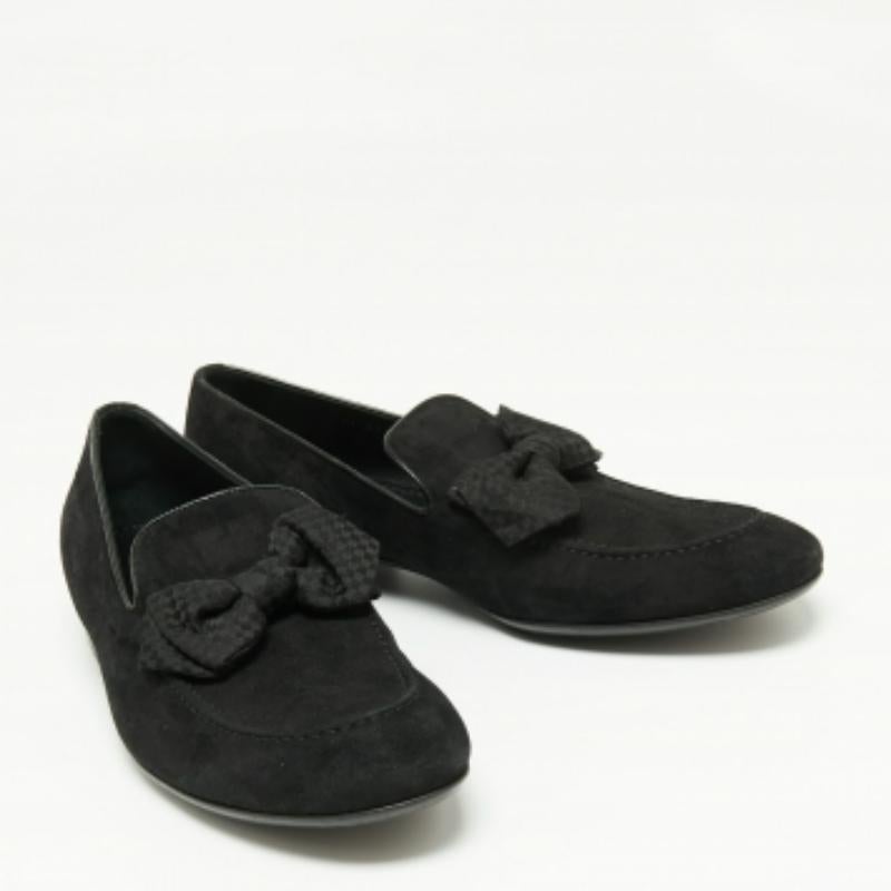 Men's Louis Vuitton Black Suede Tuxedo Bow Smoking Slippers Size 43.5 For Sale