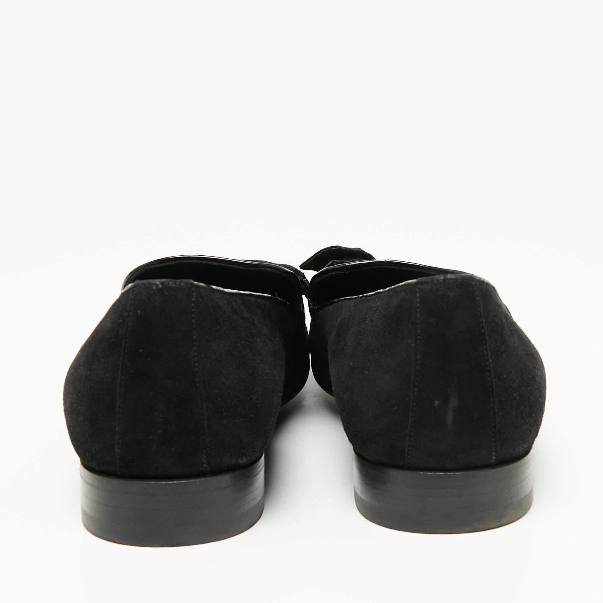 Louis Vuitton Black Suede Tuxedo Bow Smoking Slippers Size 43.5 1
