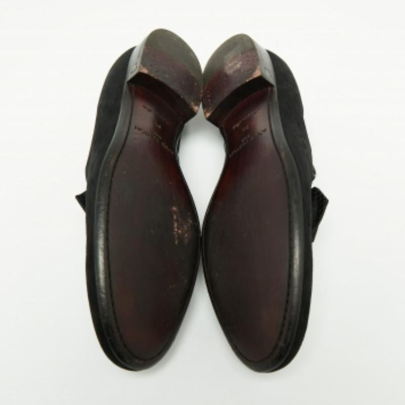 Louis Vuitton Black Suede Tuxedo Bow Smoking Slippers Size 43.5 For Sale 3
