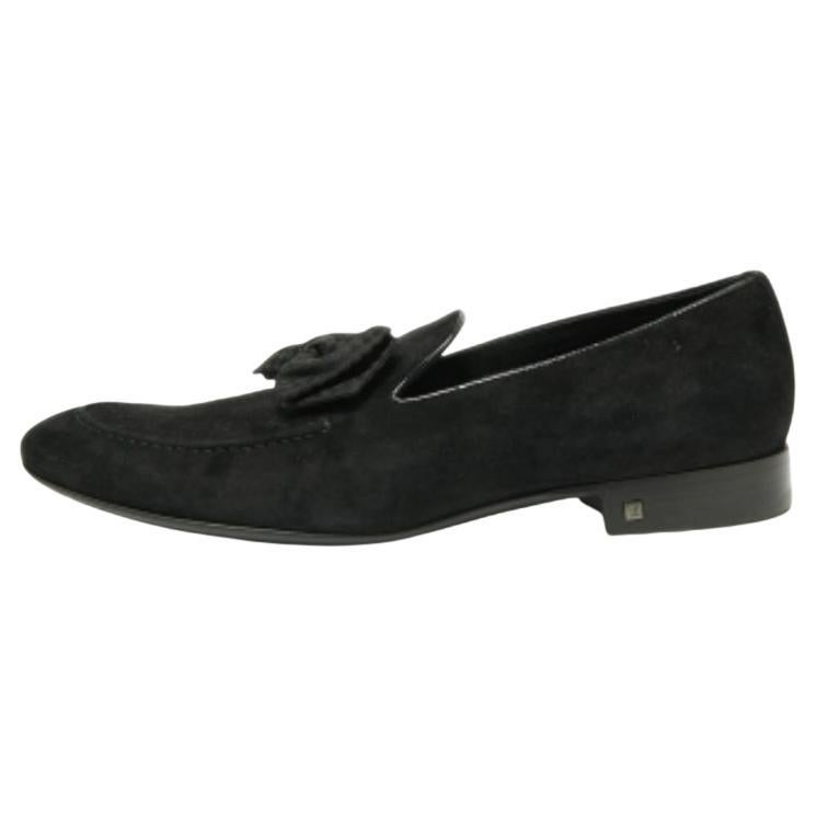 Louis Vuitton Black Suede Tuxedo Bow Smoking Slippers Size 43.5 For Sale