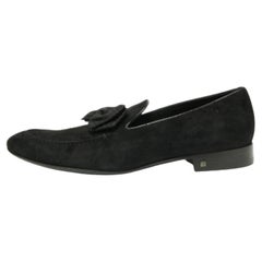 Louis Vuitton Black Suede Tuxedo Bow Smoking Slippers Size 43.5