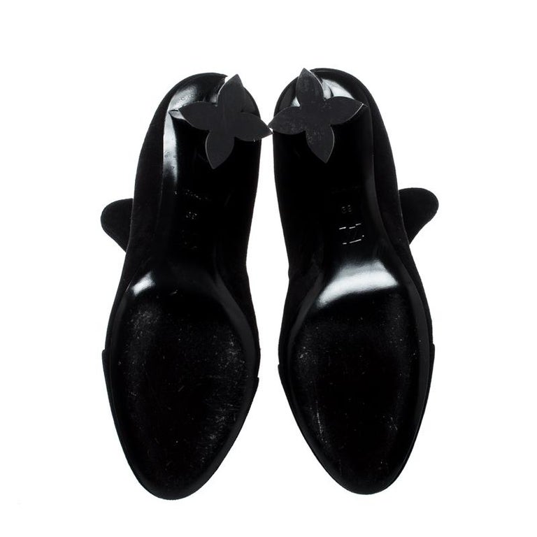 Louis Vuitton Uniformes Black Suede￼ Leather Shoes Sz 37.5 ITALY