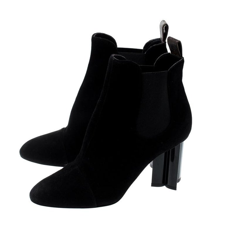 Louis Vuitton Black Suede Uniform Ankle Boots - Ann's Fabulous