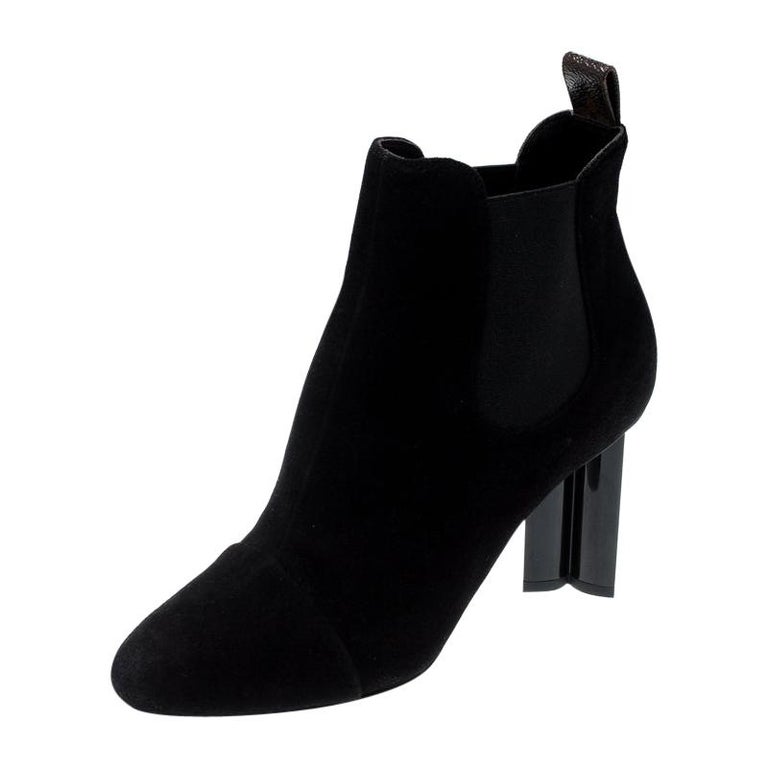 Louis Vuitton Black Suede Uniform Ankle Boots Size 39 For Sale at 1stDibs