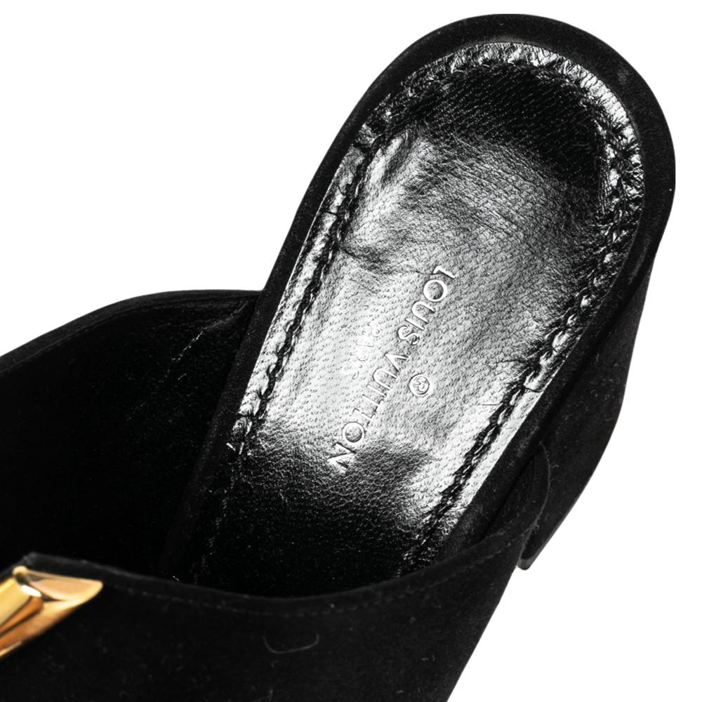 Louis Vuitton Black Suede V Cut Slide Sandals Size 35 2