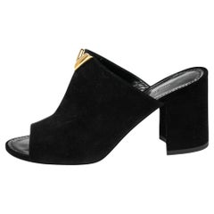 Louis Vuitton Black Suede V Cut Slide Sandals Size 35