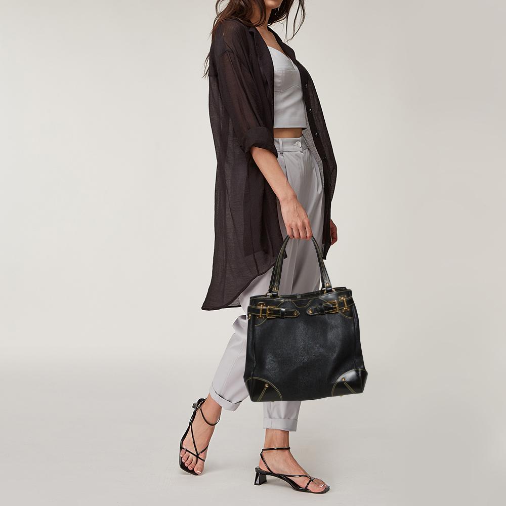 Louis Vuitton Black Suhali Leather Le Majestueux Bag In Good Condition In Dubai, Al Qouz 2