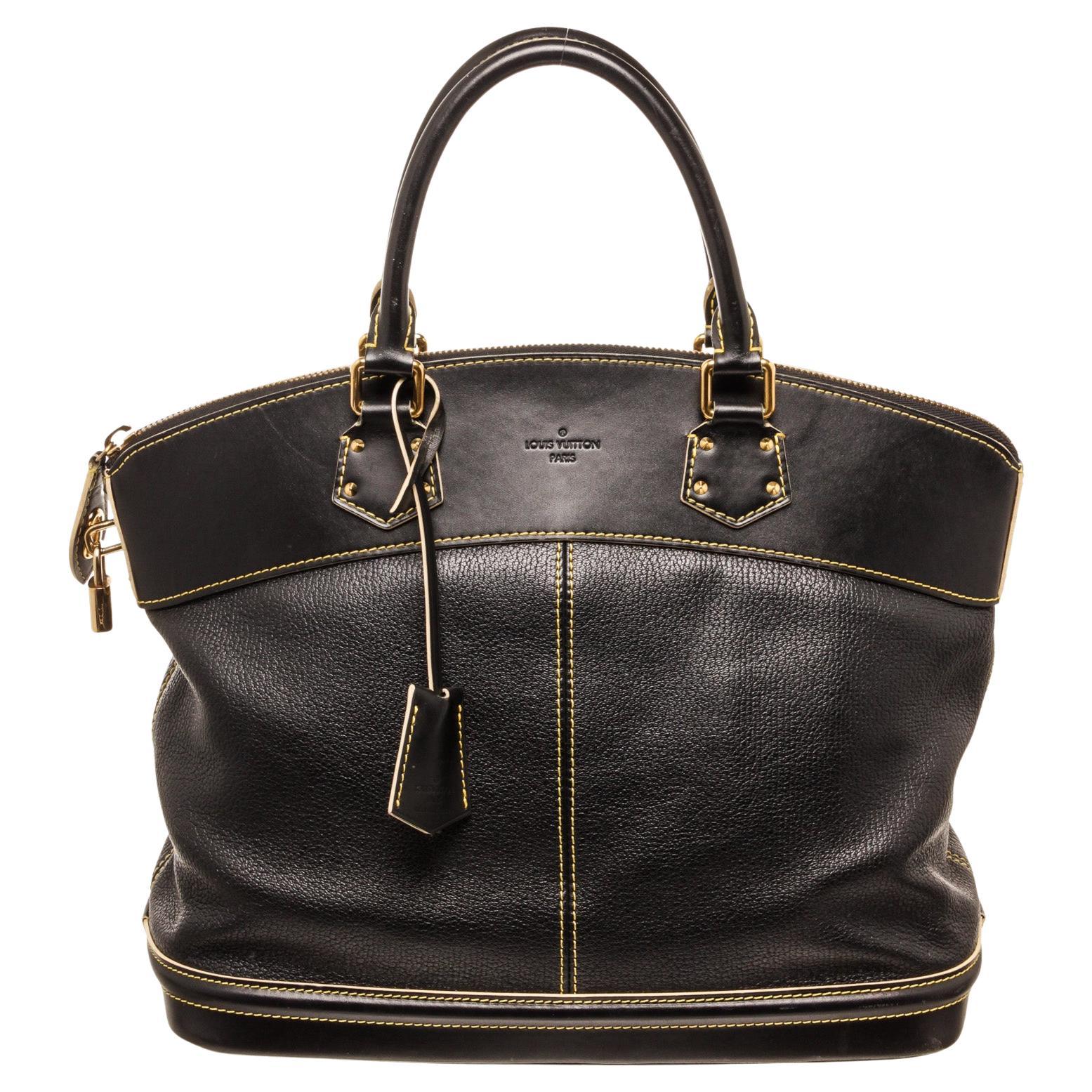 Louis Vuitton Black Suhali Leather Lockit MM Satchel Bag For Sale