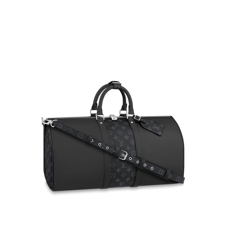Louis Vuitton Black Taiga Cowhide Leather Keepall 50 Bandouliere For