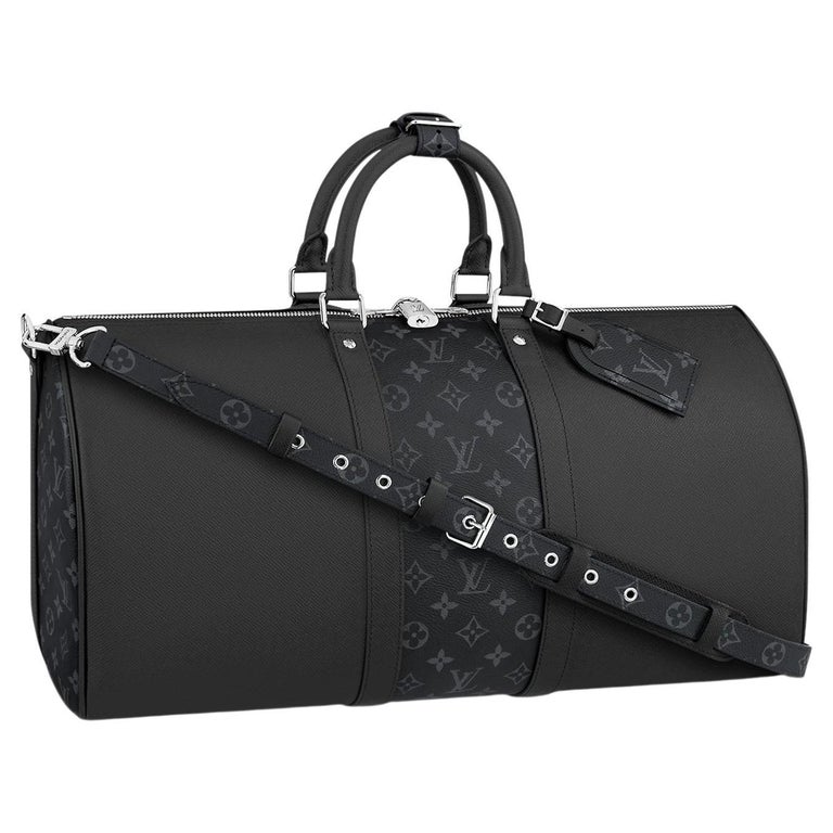 Louis Vuitton Black Taiga Cowhide Leather Keepall 50 Bandouliere For