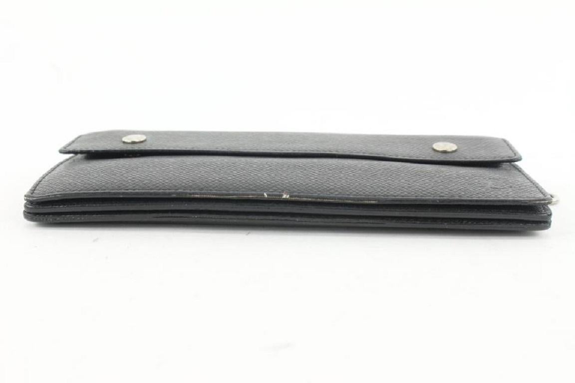 Louis Vuitton Black Taiga Leather Accordion Chain Wallet Long Flap 426lv61 3