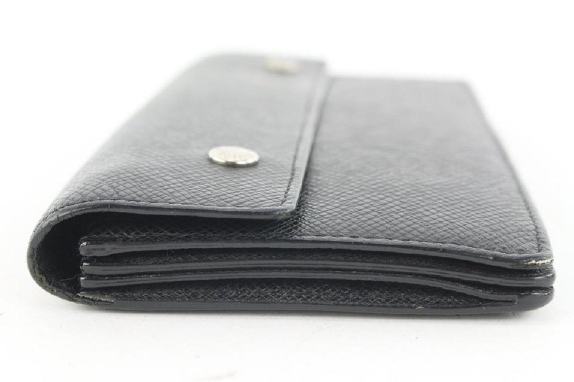 Louis Vuitton Black Taiga Leather Accordion Chain Wallet Long Flap 426lv61 4