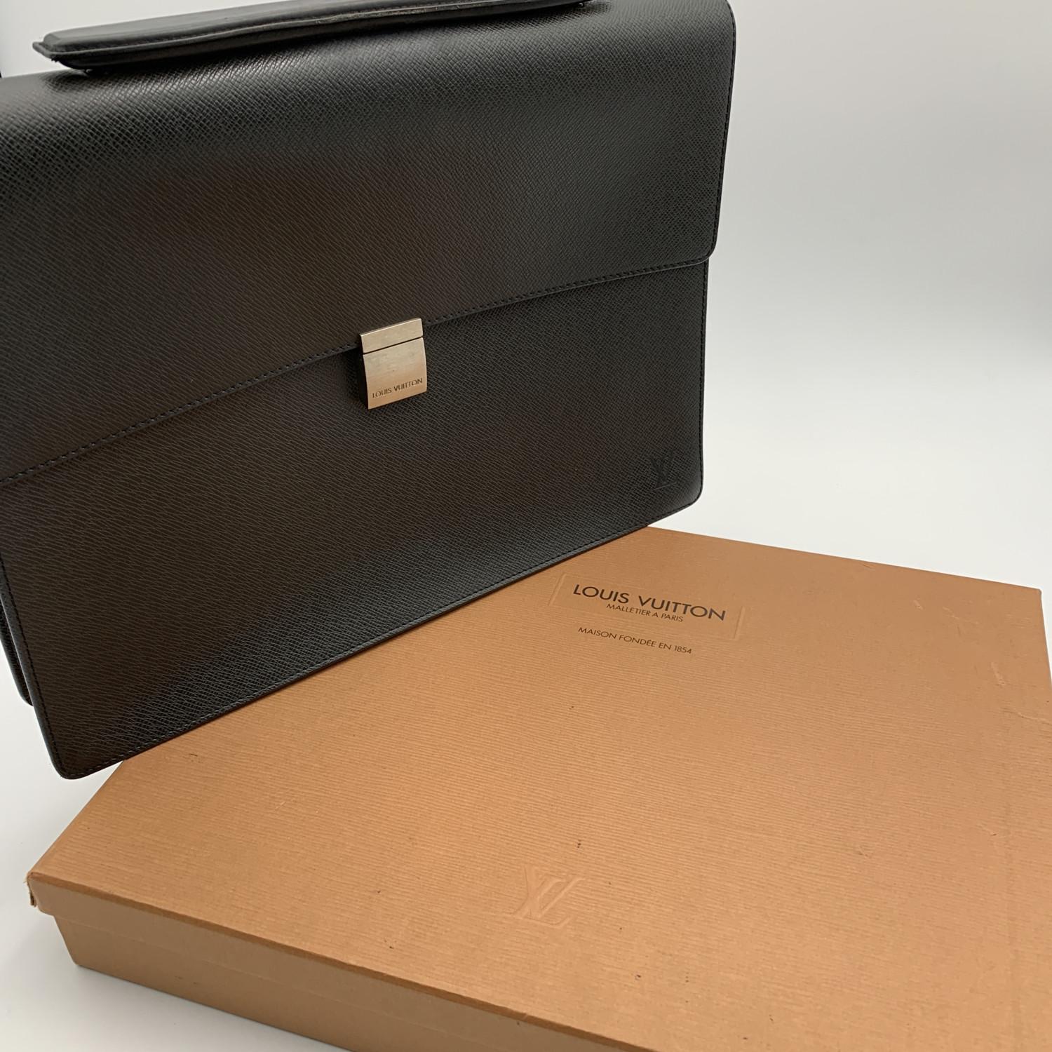 Louis Vuitton Black Taiga Leather Angara Porte Documents Briefcase 1