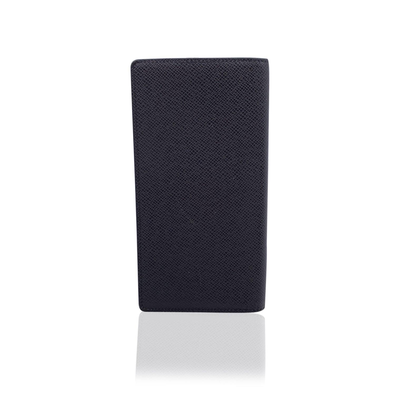 Louis Vuitton Black Taiga Leather Bifold Vertical Long Card Wallet