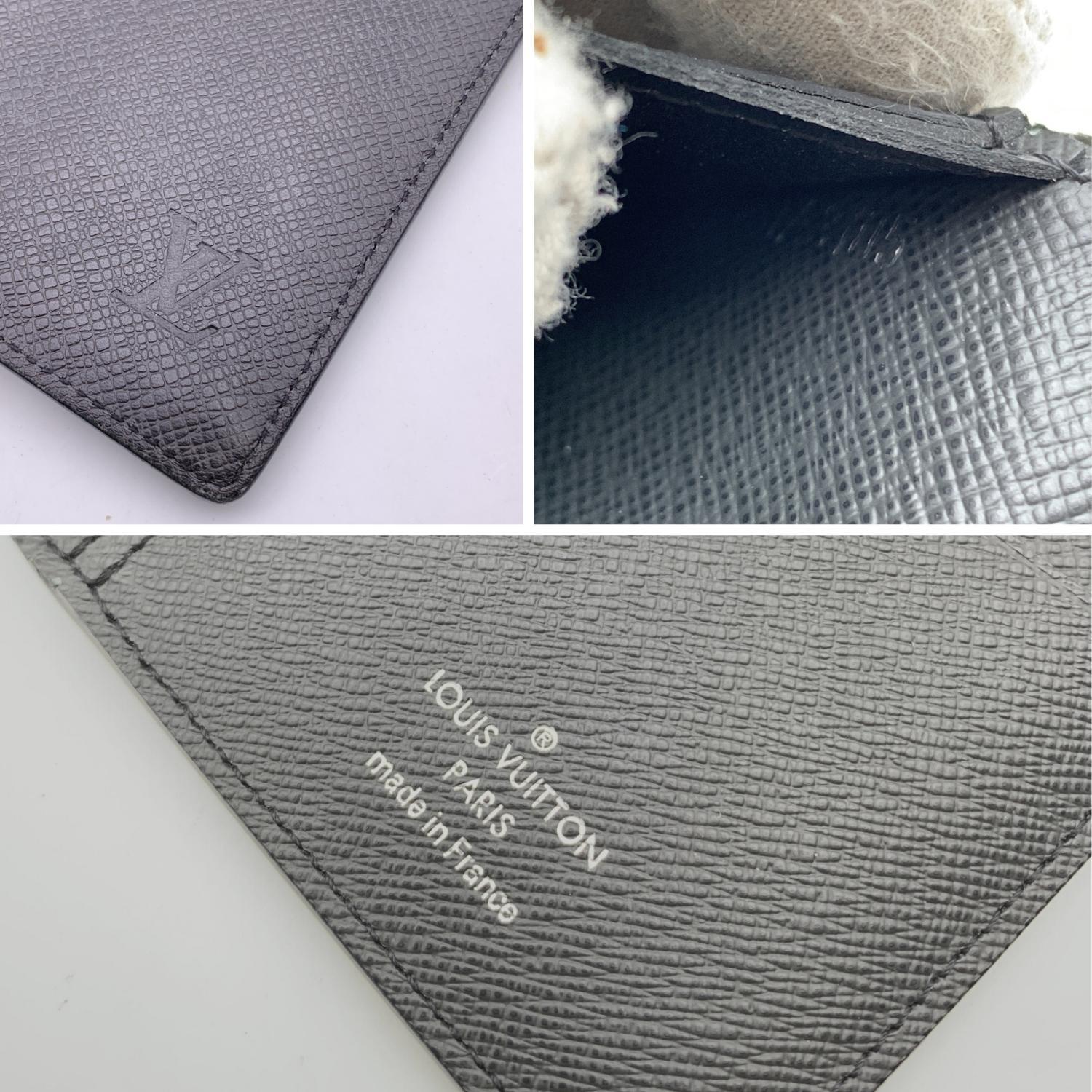 Women's or Men's Louis Vuitton Black Taiga Leather Bifold Vertical Long Card Wallet
