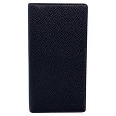 Retro Louis Vuitton Black Taiga Leather Bifold Vertical Long Card Wallet