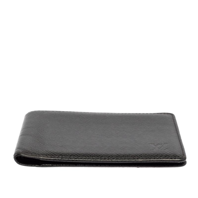 Women's Louis Vuitton Black Taiga Leather Bifold Wallet