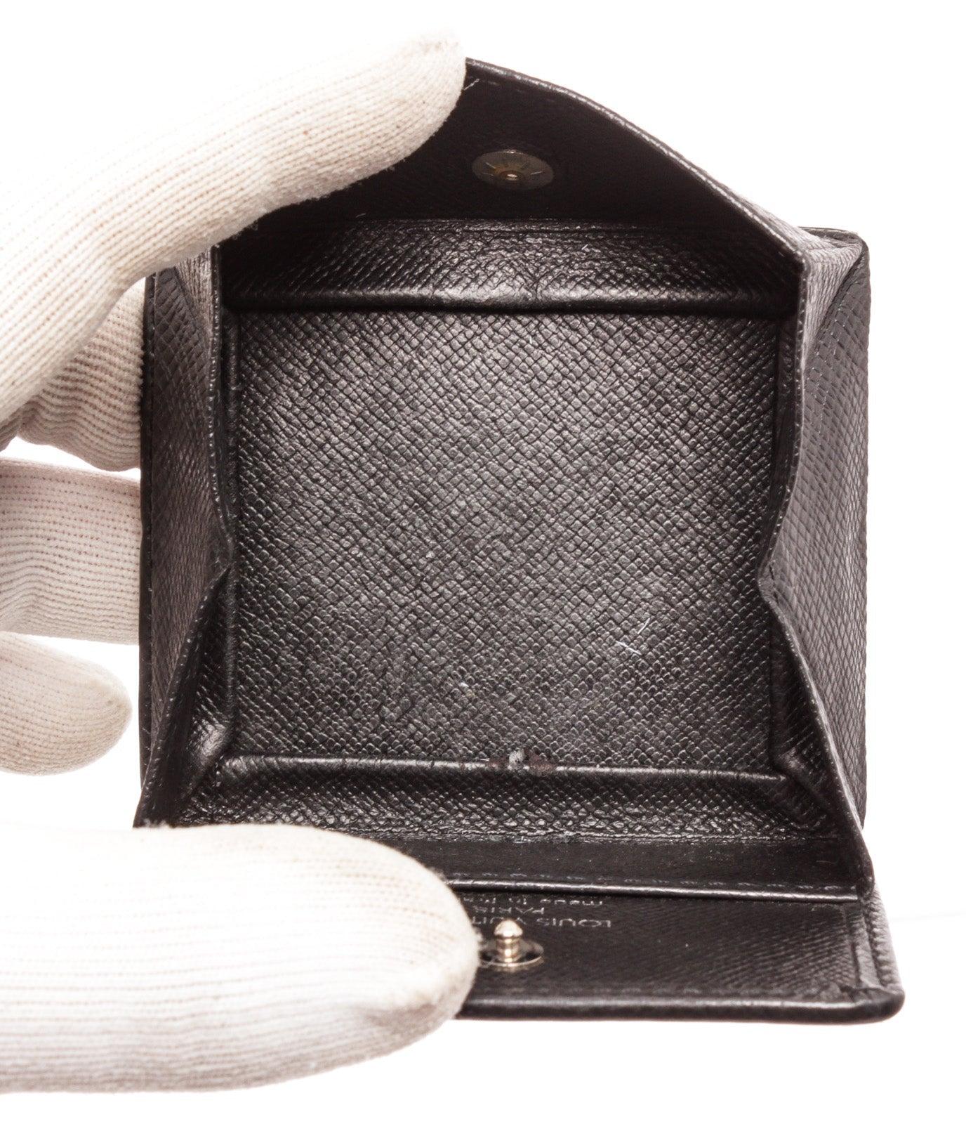 Louis Vuitton Black Taiga Leather Boite Coin Case Wallet with silver-tone 1