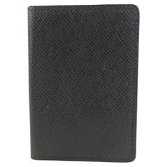 Vintage Louis Vuitton Black Taiga Leather Card Holder Wallet Case 830lvs47