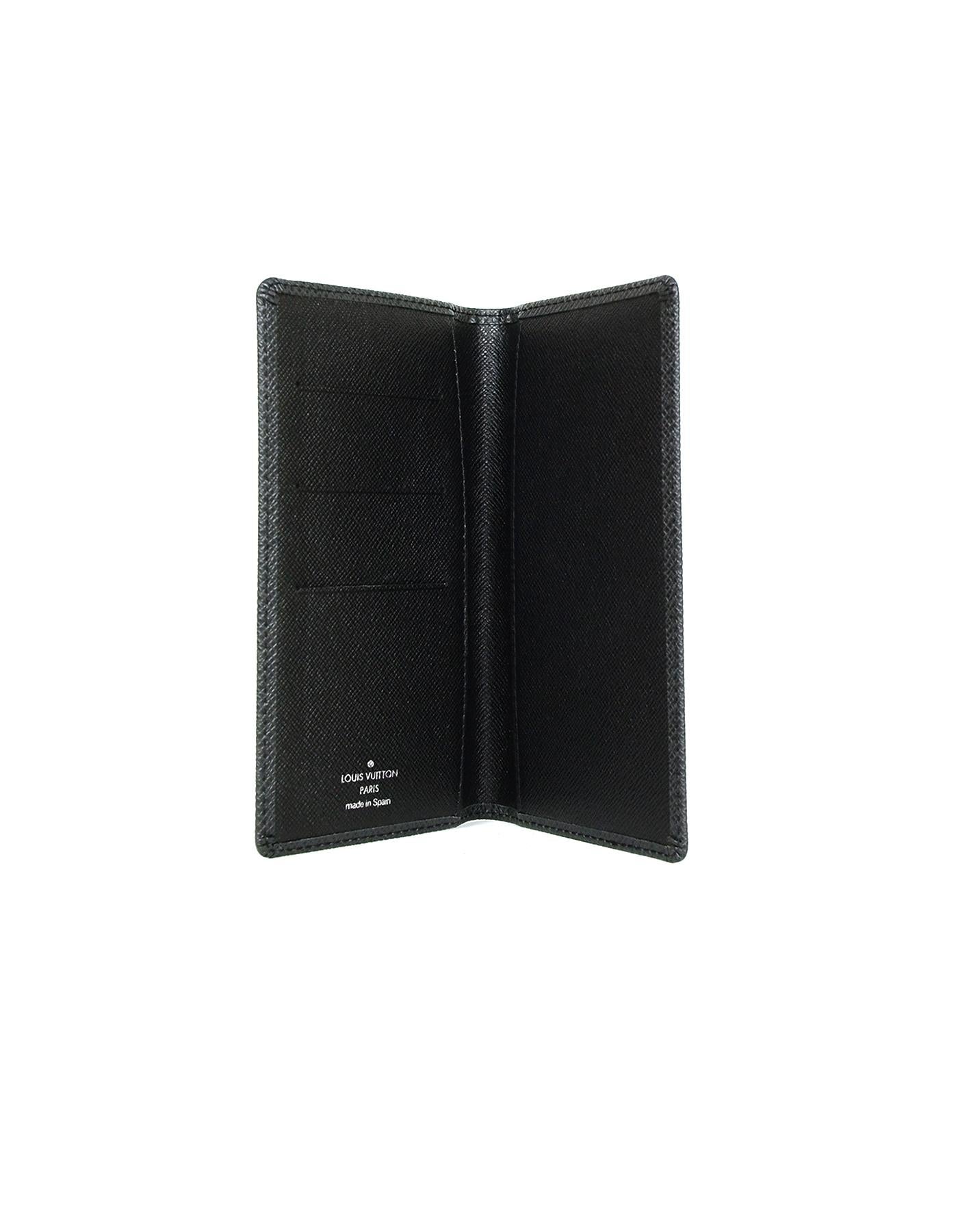 Women's or Men's Louis Vuitton Black Taiga Leather Flat Wallet