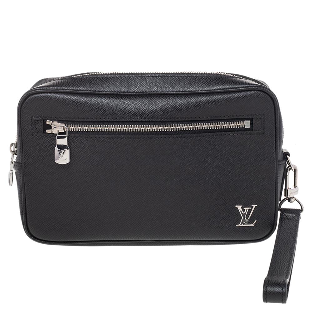 Louis Vuitton Black Taiga Leather Kasai Wristlet Bag