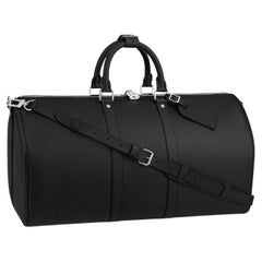 Louis Vuitton Black Taiga Leather Keepall Bandouliere 50