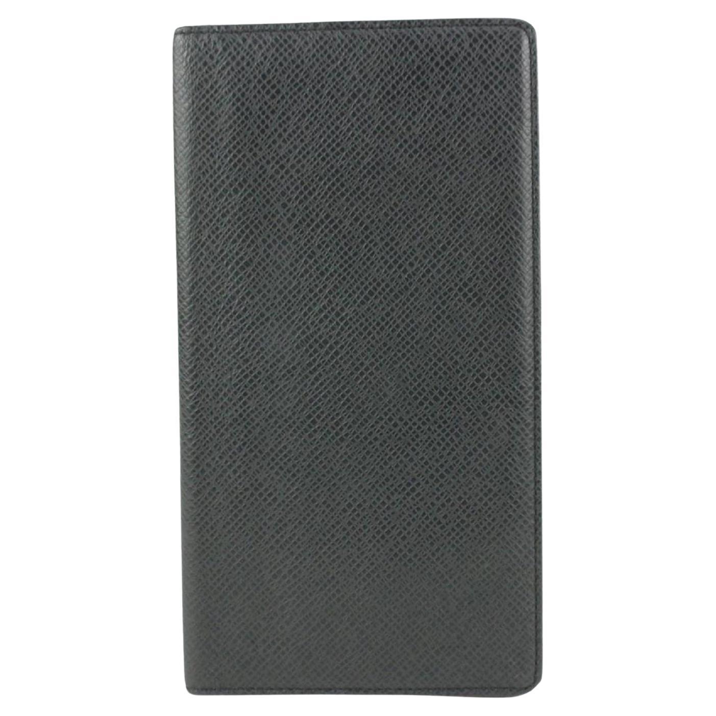 Louis Vuitton Vintage Black Taiga Leather Vertical Bifold Long