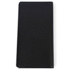 LOUIS VUITTON black Taiga leather LONG CREDIT CARD Wallet