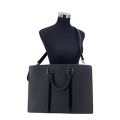 Louis Vuitton Black Taiga Leather Lozan Briefcase Bag with Shoulder Strap