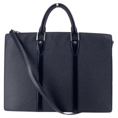 Louis Vuitton Black Taiga Leather Lozan Briefcase Bag with Shoulder Strap