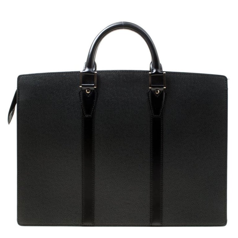 Louis Vuitton Black Taiga Leather Lozan Briefcase For Sale at 1stDibs