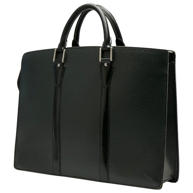 Louis Vuitton Black Taiga Leather Lozan Briefcase at 1stDibs