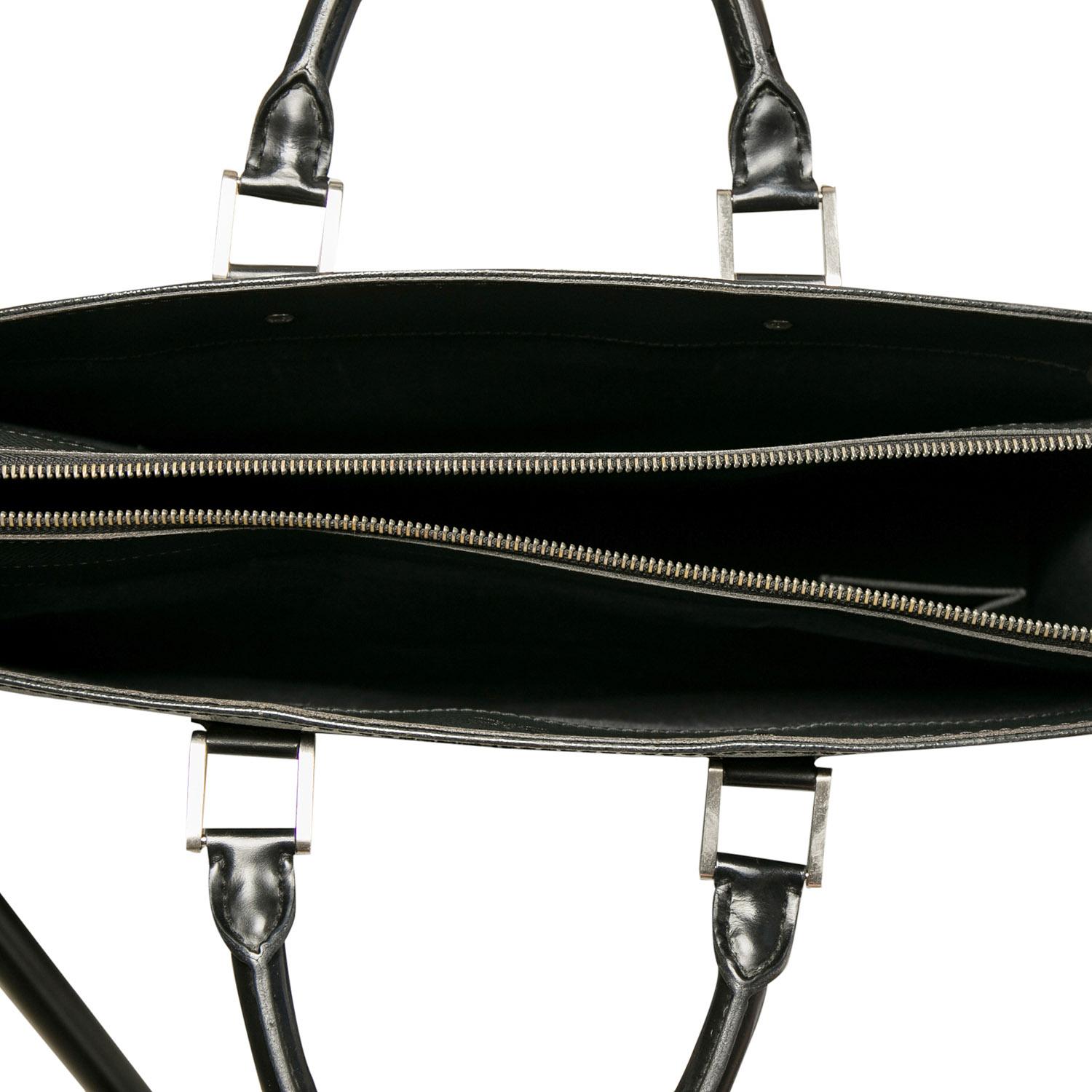 Men's Louis Vuitton Black Taiga Leather Lozan Briefcase