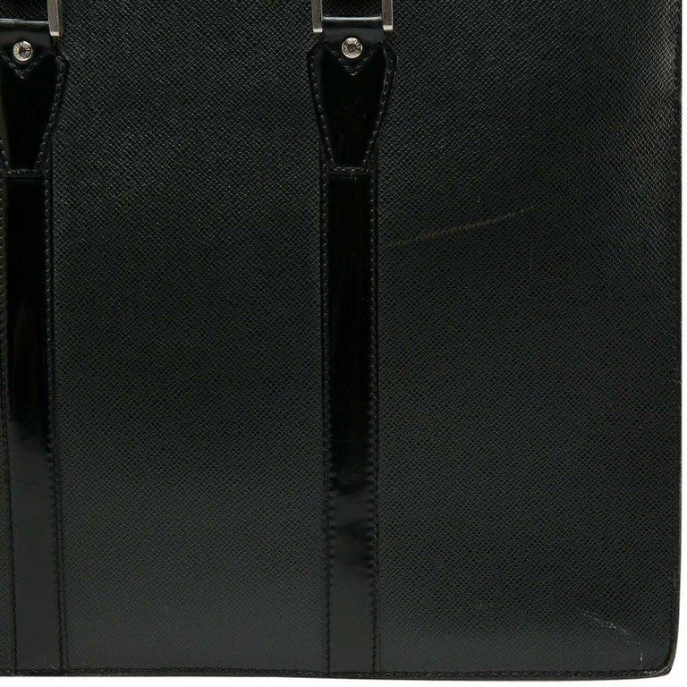 Louis Vuitton Black Taiga Leather Lozan Briefcase For Sale at