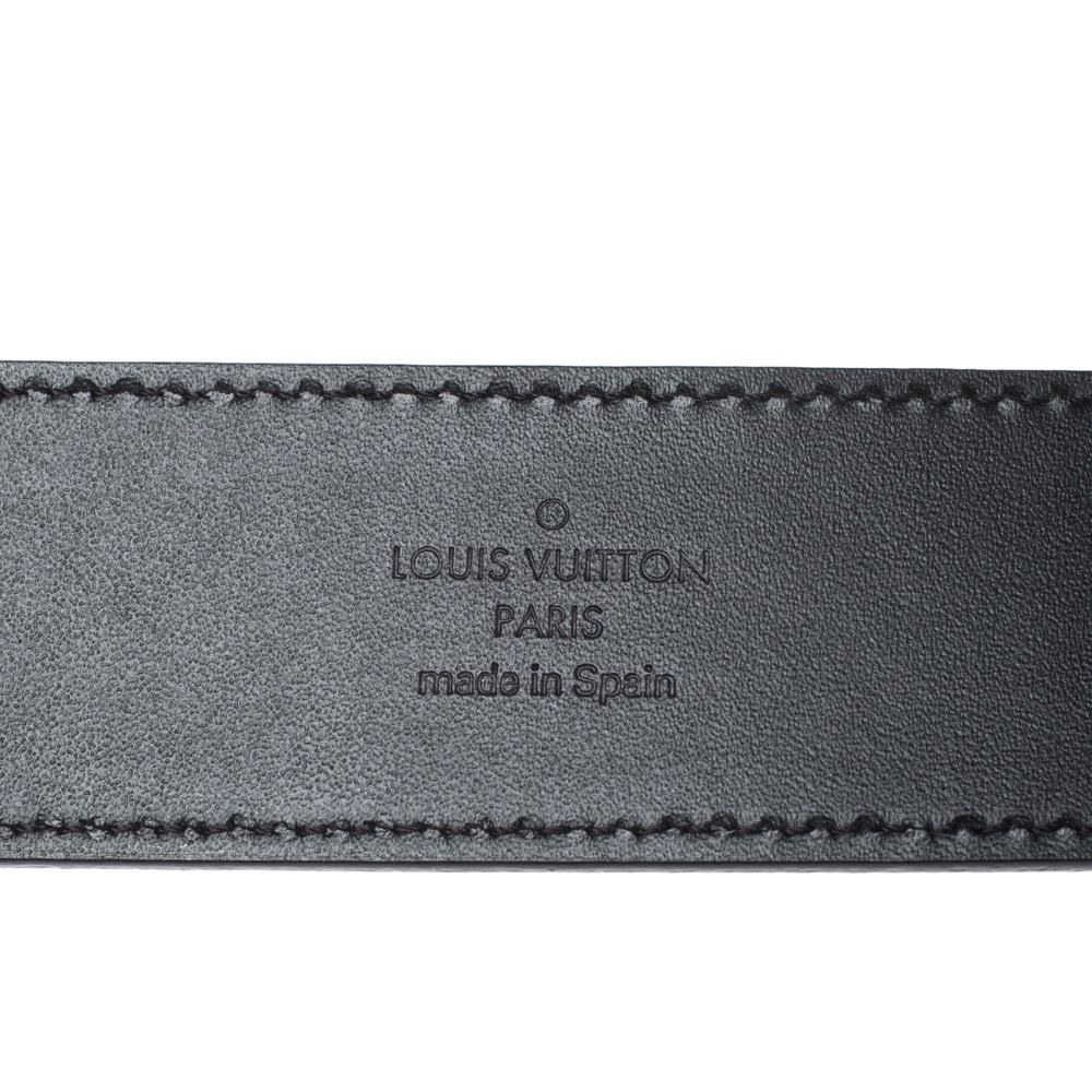 Men's Louis Vuitton Black Taiga Leather LV Initiales Belt 95CM