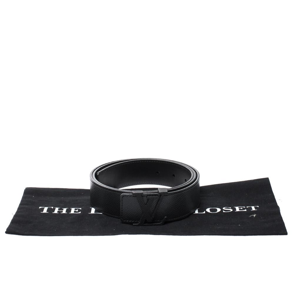 Louis Vuitton Black Taiga Leather LV Initiales Belt 95CM 1