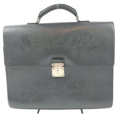 Vintage Louis Vuitton Black Taiga Leather Moskova Attache Briefcase 861253