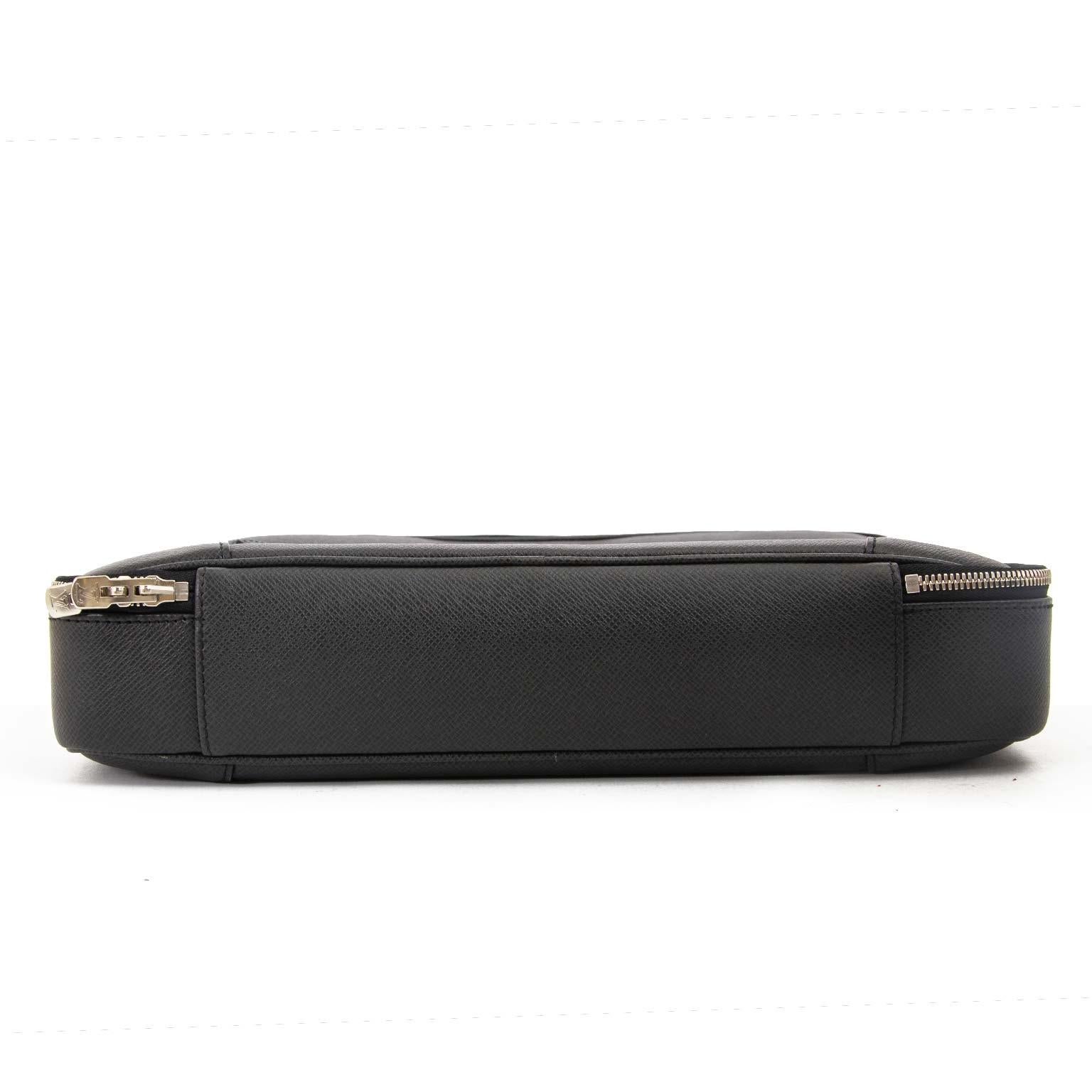 Louis Vuitton Black Taiga Leather Odessa Computer Case Bag 1