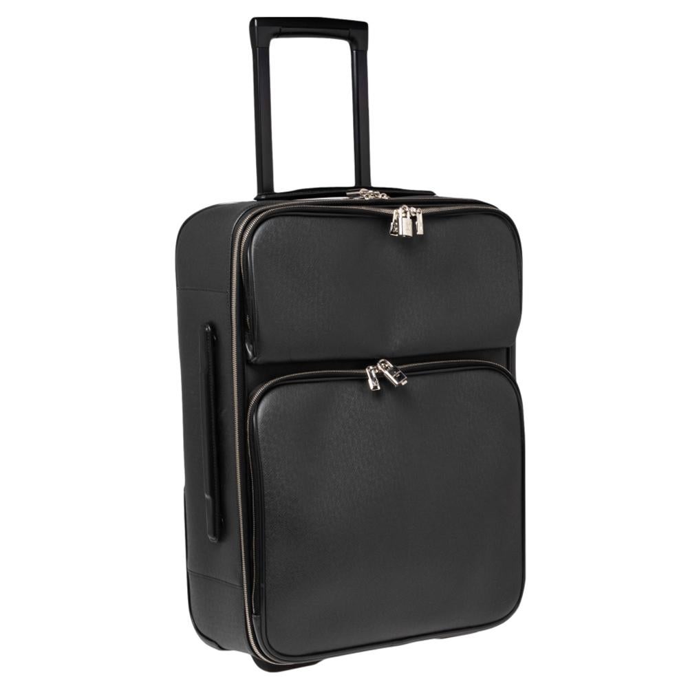 Men's Louis Vuitton Black Taiga Leather Pegase Legere 55 Business Suitcase
